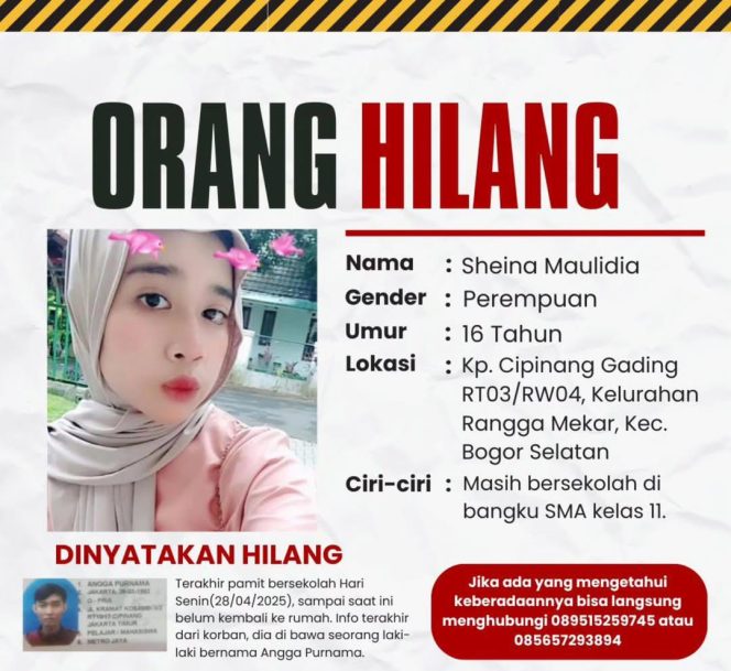 
					Minta Bantu Cari, Sheina Maulida Asal Kota Bogor Dilaporkan Hilang Sejal April Lalu