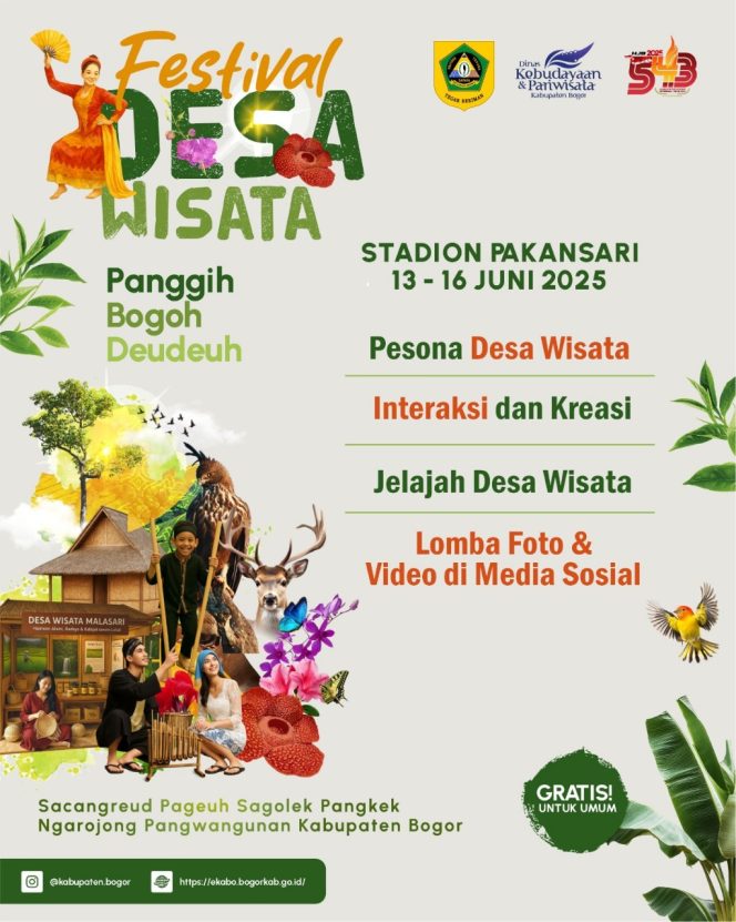 
					Disbudpar Kabupaten Bogor Adakan Festival Desa Wisata 2025 untuk Meriahkan HJB Ke-543, Ini Tanggalnya