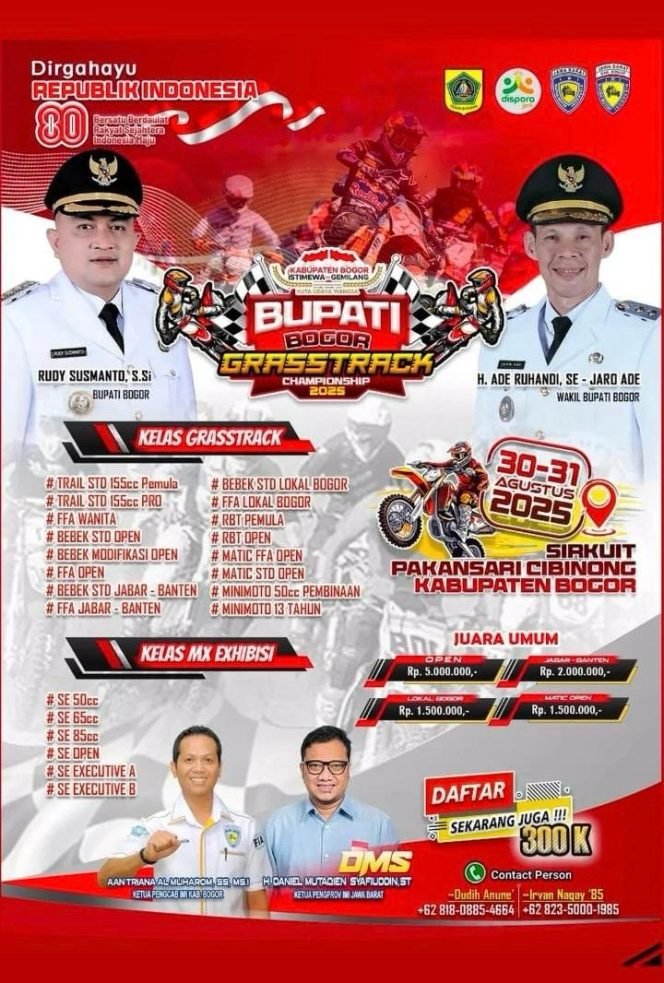 
					Peringati HUT RI Ke-80, Pemkab dan IMI Kabupaten Bogor Gelar Bupati Grasstrack Championship 2025