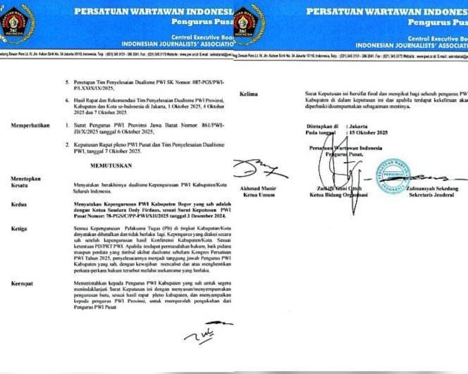 
					Dualisme Berakhir, PWI Kabupaten Bogor Kini Satu Komando Dibawah Dedy Firdaus